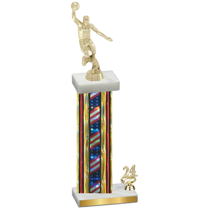 Accented Single Flag USA Year Basketball Trophy