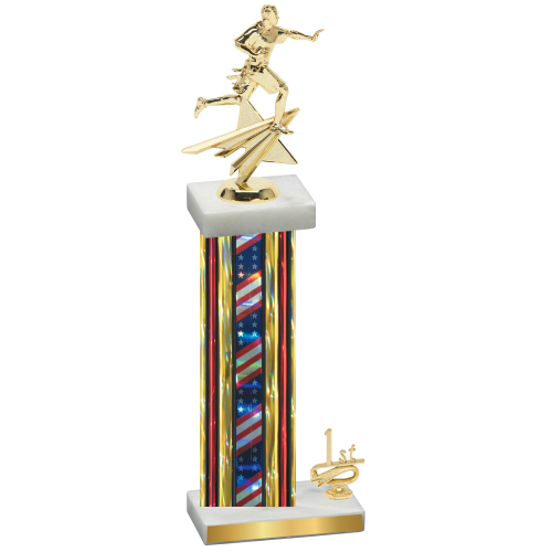 Accented Single Flag USA First Place Flag Football Trophy