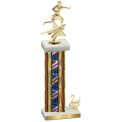 Accented Single Flag USA Second Place Flag Football Trophy