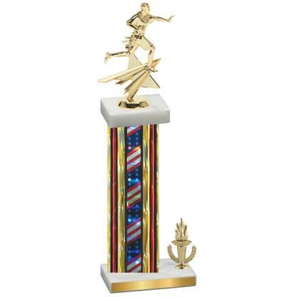 Accented Single Flag USA Victory Flag Football Trophy