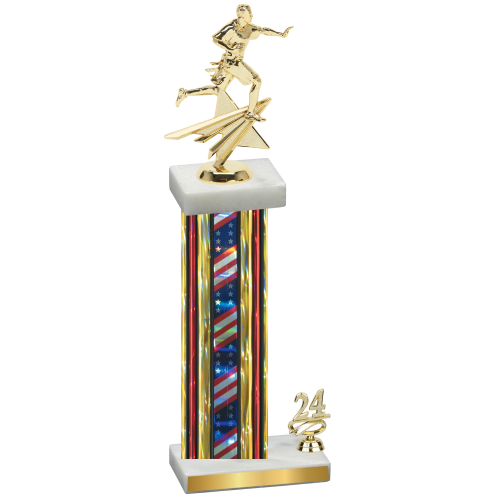 Accented Single Flag USA Year Flag Football Trophy