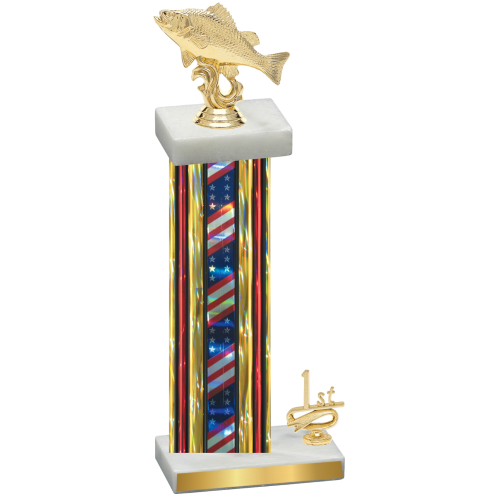 Accented Single Flag USA First Place Fishing Trophy