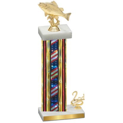 Accented Single Flag USA Second Place Fishing Trophy