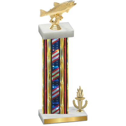 Accented Single Flag USA Victory Fishing Trophy