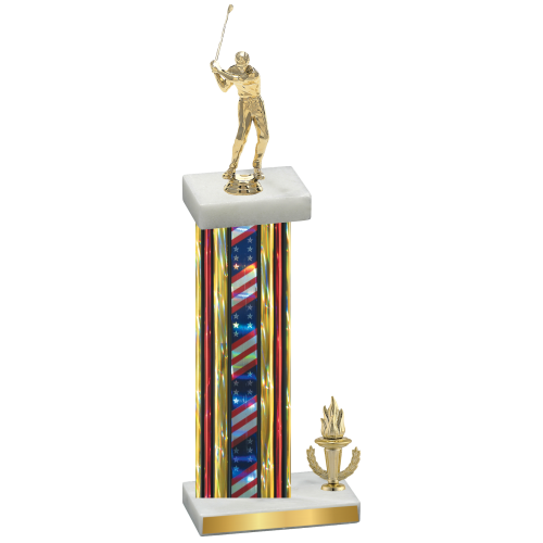 Accented Single Flag USA Victory Golf Trophy