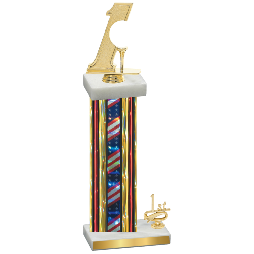 Accented Single Flag USA First Place Golf Trophy