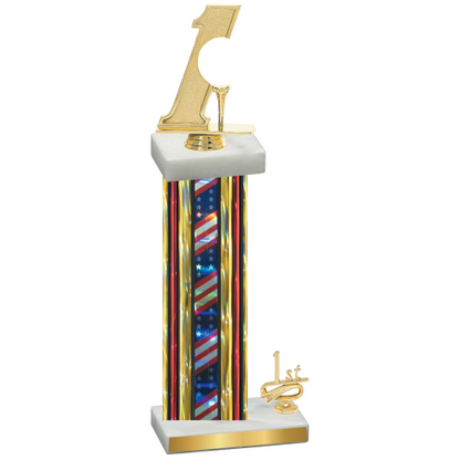 Accented Single Flag USA First Place Golf Trophy