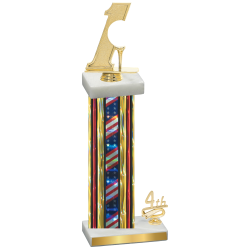 Accented Single Flag USA Fourth Place Golf Trophy