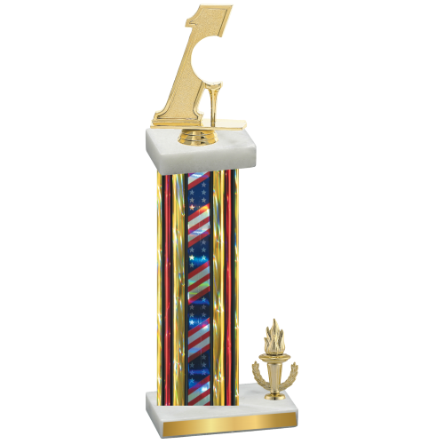 Accented Single Flag USA Victory Golf Trophy