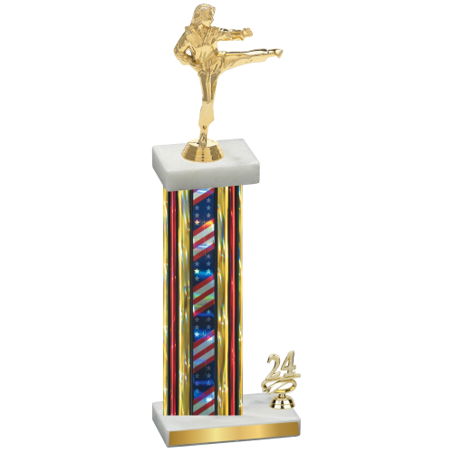 Accented Single Flag USA Year Karate Trophy