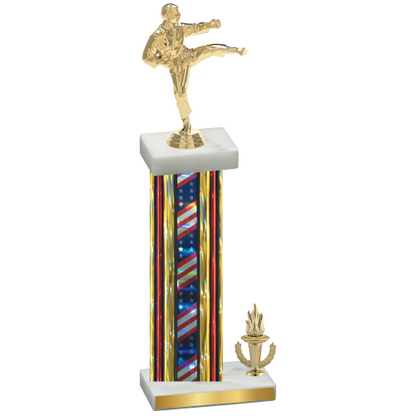 Accented Single Flag USA Victory Karate Trophy