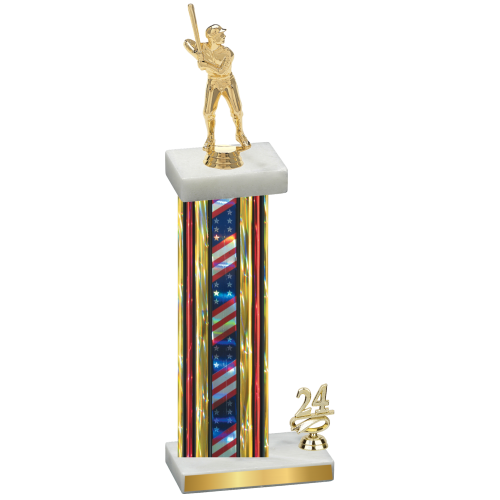 Accented Single Flag USA Year Baseball Trophy