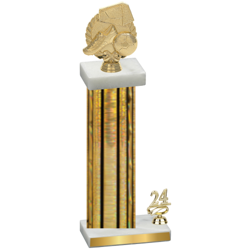 Accented Single Gold Glacier Year Soccer Trophy