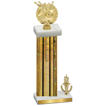 Accented Single Gold Glacier Victory Bowling Trophy