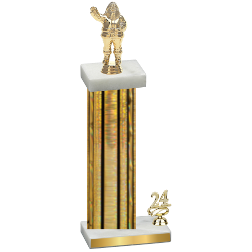 Accented Single Gold Glacier Year Holiday Trophy