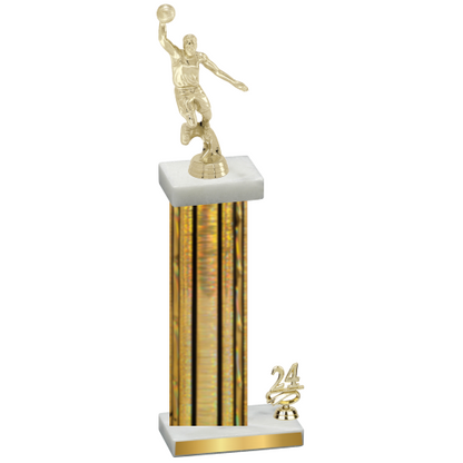 Accented Single Gold Glacier Year Basketball Trophy