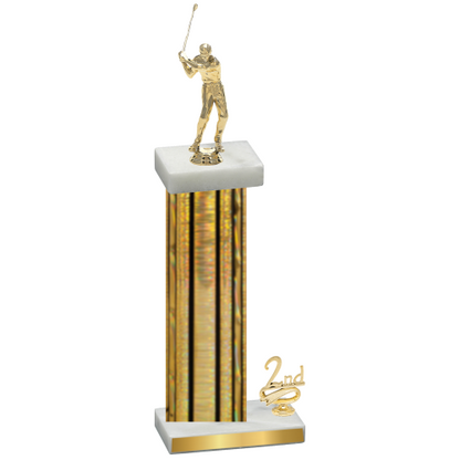 Accented Single Gold Glacier Second Place Golf Trophy