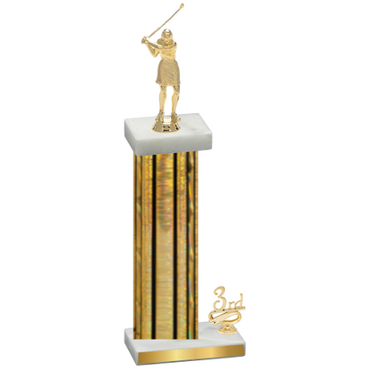 Accented Single Gold Glacier Third Place Golf Trophy