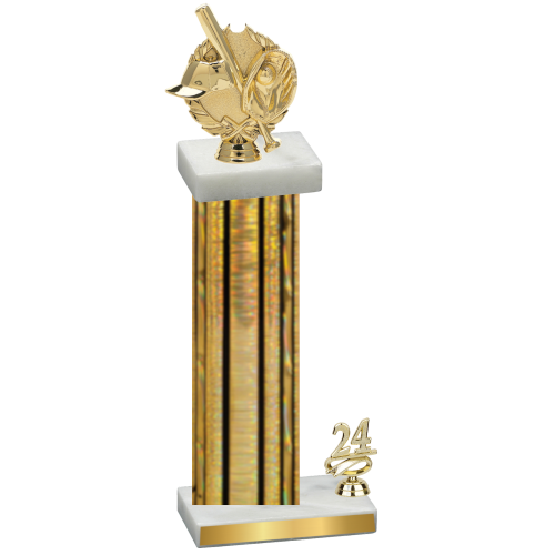 Accented Single Gold Glacier Year Baseball Trophy