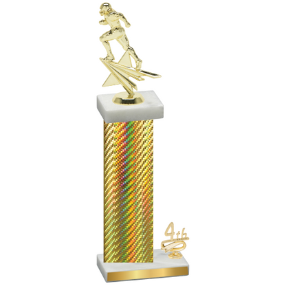 Accented Single Gold Carbon Fiber Fourth Place Football Trophy