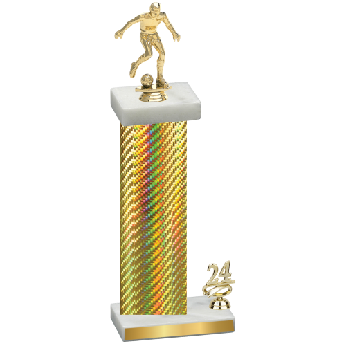 Accented Single Gold Carbon Fiber Year Soccer Trophy