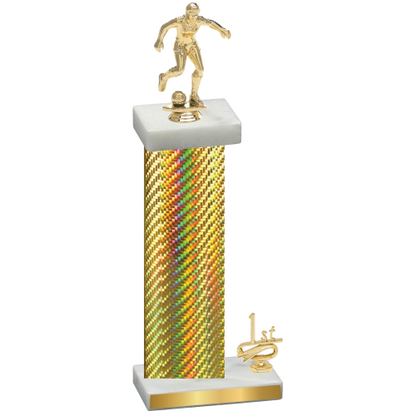 Accented Single Gold Carbon Fiber First Place Soccer Trophy