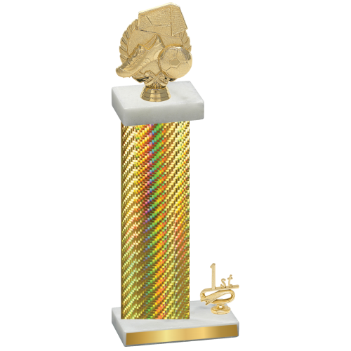 Accented Single Gold Carbon Fiber First Place Soccer Trophy