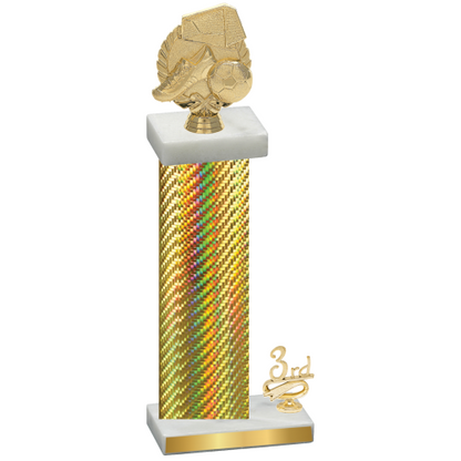 Accented Single Gold Carbon Fiber Third Place Soccer Trophy