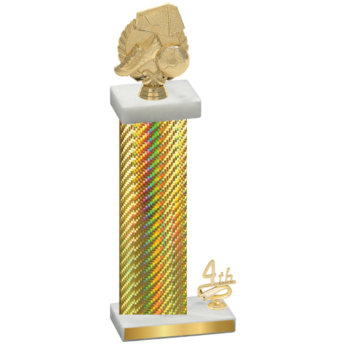 Accented Single Gold Carbon Fiber Fourth Place Soccer Trophy