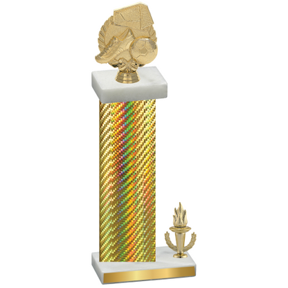 Accented Single Gold Carbon Fiber Victory Soccer Trophy