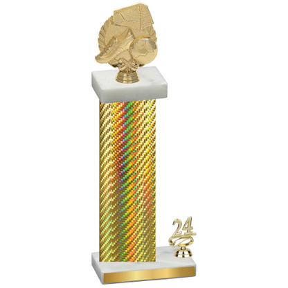 Accented Single Gold Carbon Fiber Year Soccer Trophy