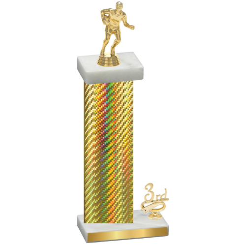 Accented Single Gold Carbon Fiber Third Place Rugby Trophy