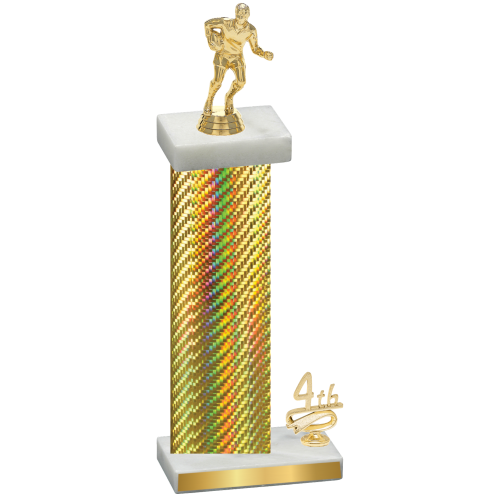 Accented Single Gold Carbon Fiber Fourth Place Rugby Trophy