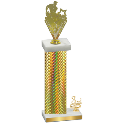 Accented Single Gold Carbon Fiber Third Place Rugby Trophy