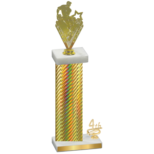 Accented Single Gold Carbon Fiber Fourth Place Rugby Trophy