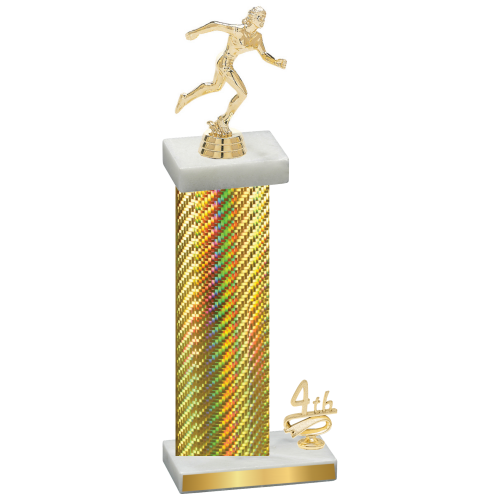 Accented Single Gold Carbon Fiber Fourth Place Running Trophy