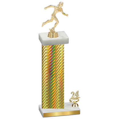 Accented Single Gold Carbon Fiber Year Running Trophy