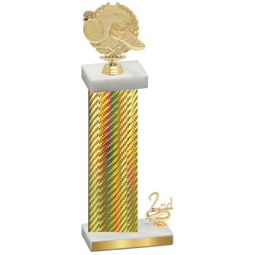 Accented Single Gold Carbon Fiber Second Place Running Trophy