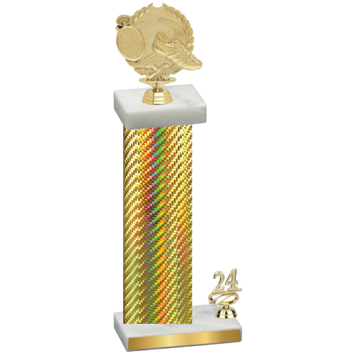 Accented Single Gold Carbon Fiber Year Running Trophy