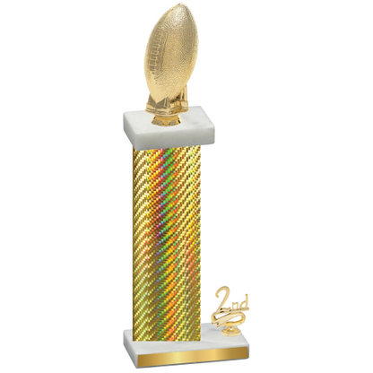 Accented Single Gold Carbon Fiber Second Place Football Trophy