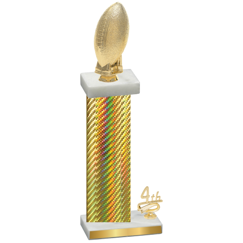 Accented Single Gold Carbon Fiber Fourth Place Football Trophy