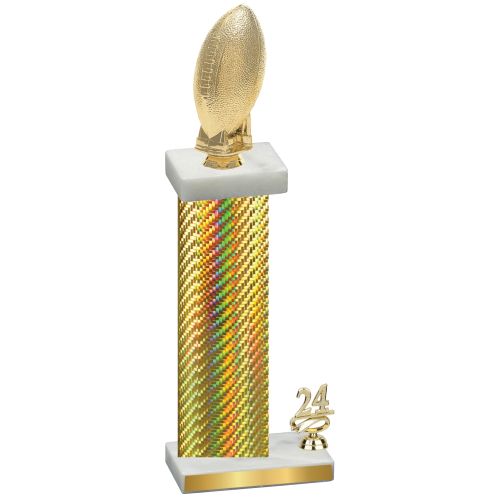 Accented Single Gold Carbon Fiber Year Football Trophy