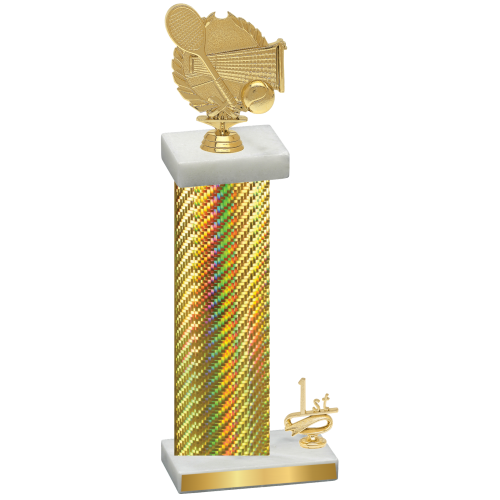 Accented Single Gold Carbon Fiber First Place Tennis Trophy