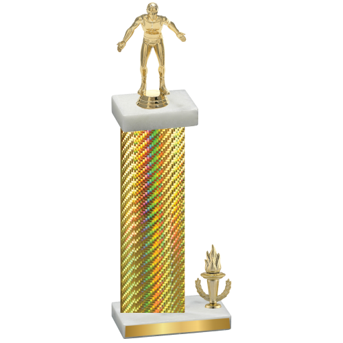 Accented Single Gold Carbon Fiber Victory Wrestling Trophy