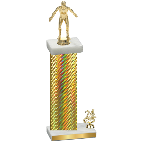 Accented Single Gold Carbon Fiber Year Wrestling Trophy