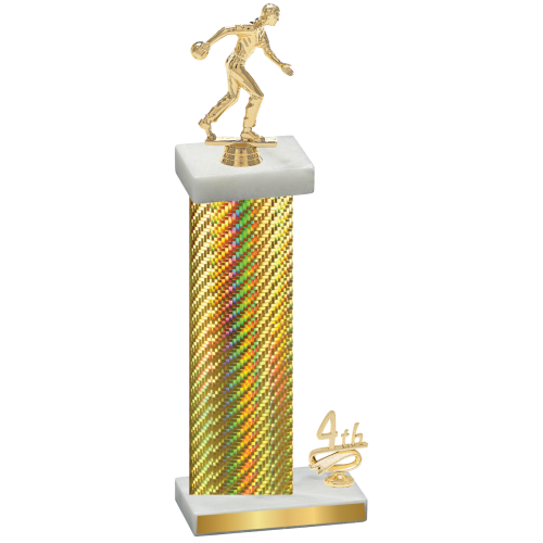 Accented Single Gold Carbon Fiber Fourth Place Bowling Trophy