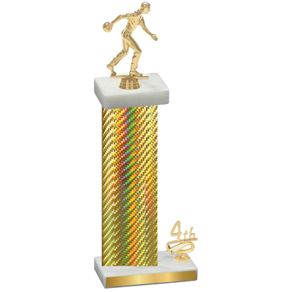 Accented Single Gold Carbon Fiber Fourth Place Bowling Trophy
