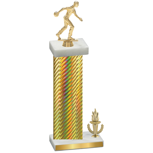 Accented Single Gold Carbon Fiber Victory Bowling Trophy