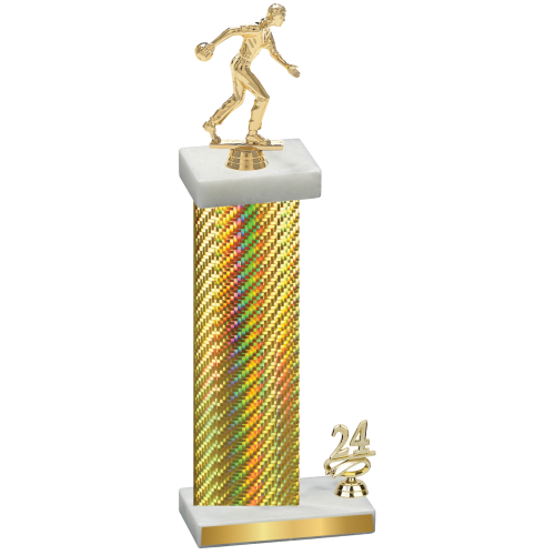 Accented Single Gold Carbon Fiber Year Bowling Trophy