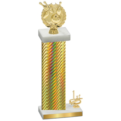 Accented Single Gold Carbon Fiber First Place Bowling Trophy